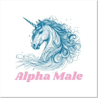 alpha male, space unicorn, gay unicorn, flying unicorn, mythical unicorn, pegasus, cosmic pegasus Posters and Art